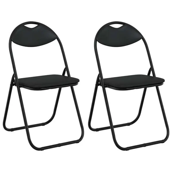 Nedsatt pris vidaXL Fällstol 2 pcs Svart 48 x 43,5 x 81 cm Konstläder
