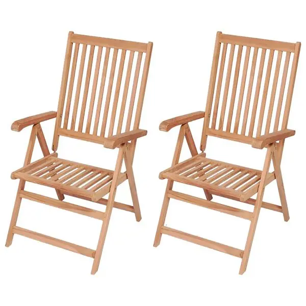 Beställ idag vidaXL Lutningsbara trädgårdsstolar 2 st massiv teak
