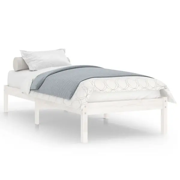 Fri frakt vidaXL Sängram vit massivt trä 75x190 cm