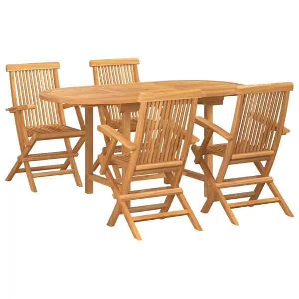 Populär vidaXL Trädgårdsmöbelset 5 pcs Brun Massivt teakträ
