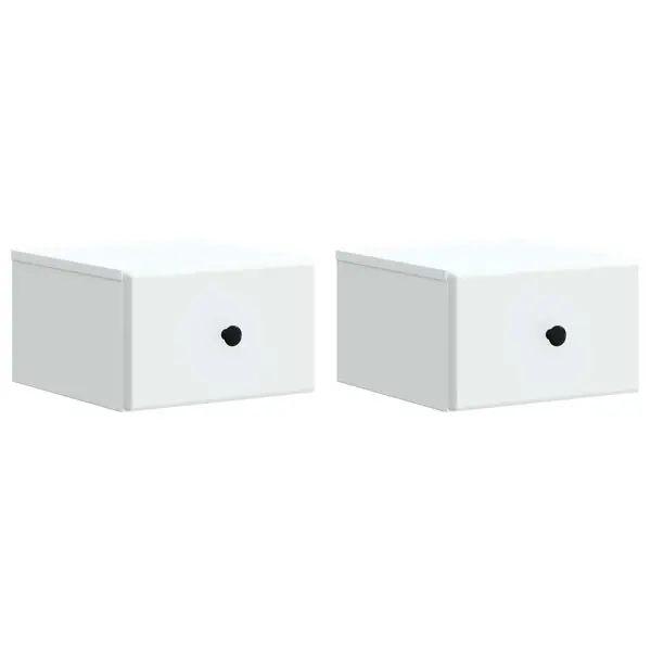 vidaXL Väggmonterat Sängbord med låda 2 pcs Vit 34,5 x 33 x 20 cm Billigare
