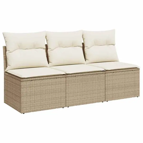 Fynd vidaXL Trädgårdssoffa 3-sits med dynor konstrotting beige