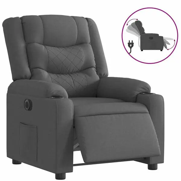 vidaXL Elektrisk reclinerfåtölj mörkgrå tyg Fynd