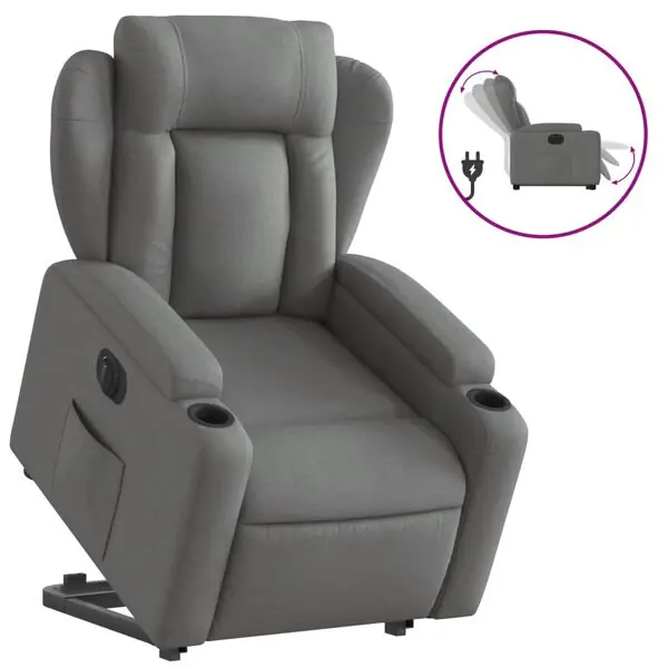 vidaXL Elektrisk reclinerfåtölj med uppresningshjälp mörkgrå tyg Bästa pris