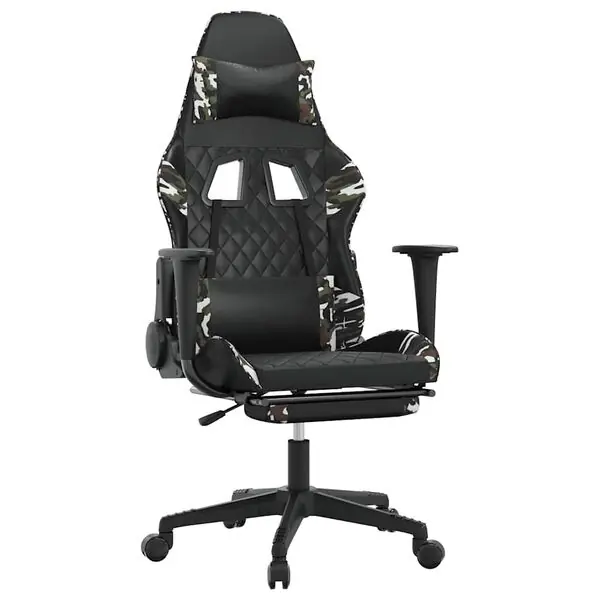 vidaXL Gamingstol med massage och fotstöd svart kamouflage konstläder Populärt val