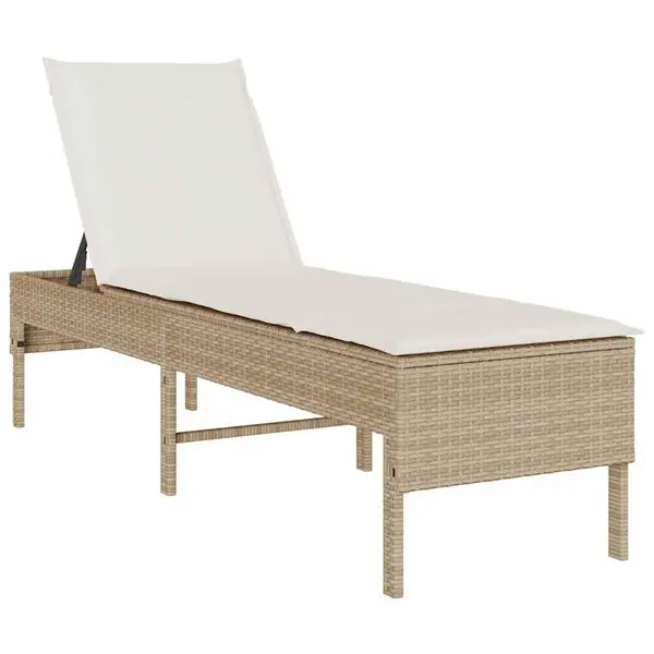 Nyhet vidaXL Solstol med dyna beige 55x200x44cm konstrotting