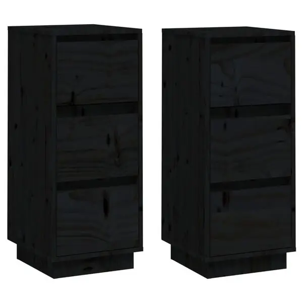 Trygg betalning vidaXL Skänk svart 2 st 32x34x75 cm massiv furu