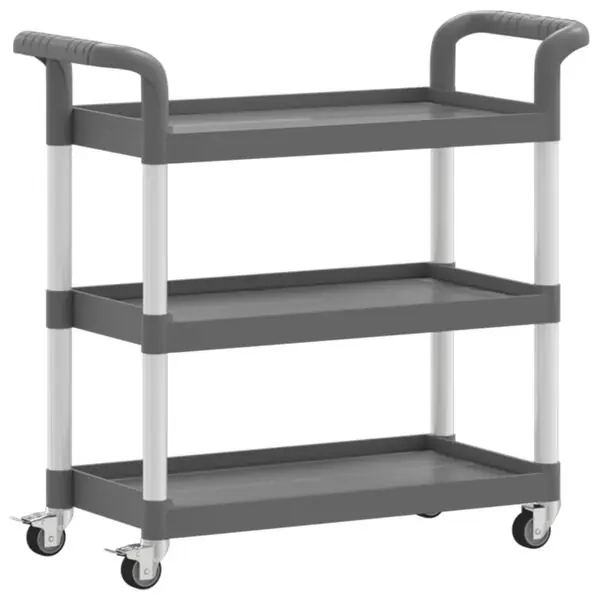 vidaXL Rullvagn 3 våningar grå 77x34x72 cm aluminium Nedsatt pris