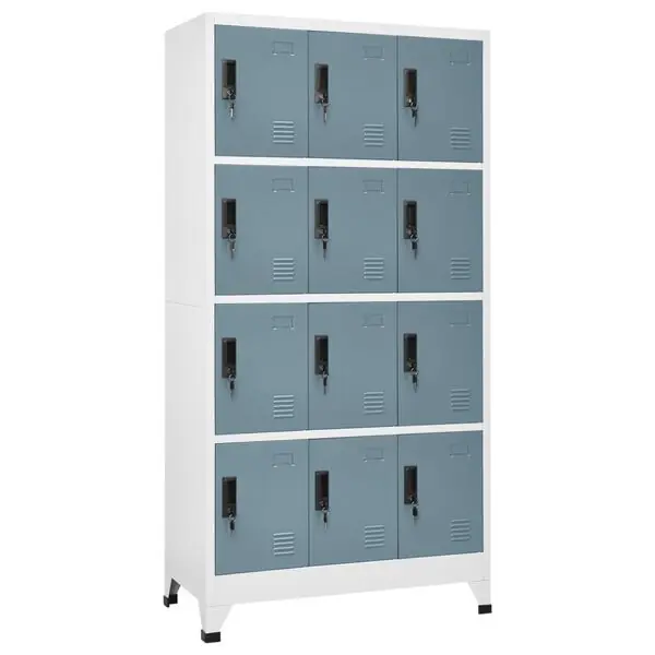Säker betalning vidaXL Förvaringsskåp ljusgrå och mörkgrå 90x45x180 cm stål