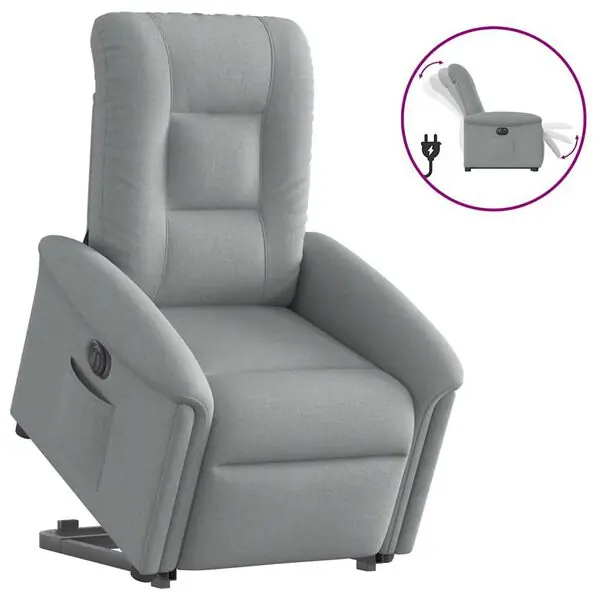 vidaXL Elektrisk reclinerfåtölj med uppresningshjälp ljusgrå tyg Endast denna vecka