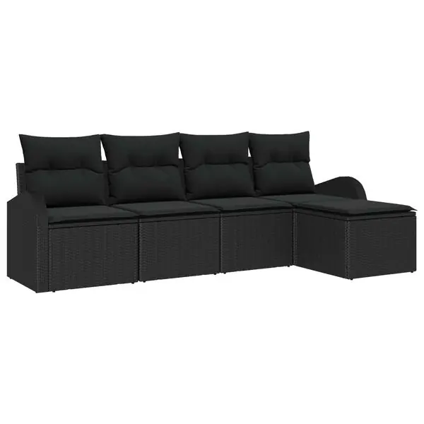 vidaXL Soffset med kudde med lagring 5 pcs Svart konstrotting Bästa pris