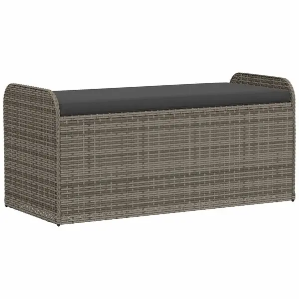 Begränsat antal vidaXL Förvaringsbänk med dyna grå 115x51x52 cm konstrotting