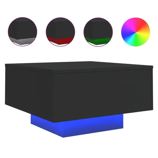 Expressleverans vidaXL Soffbord med LED svart 55x55x31 cm