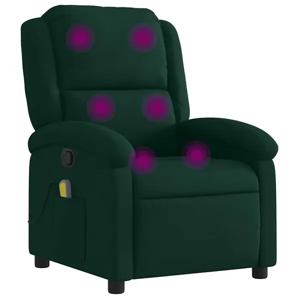 Sänkt pris vidaXL Massagefåtölj mörkgrön sammet