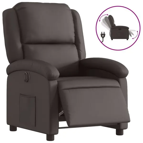 vidaXL Elektronisk reclinerfåtölj mörkbrun äkta läder Kundfavorit