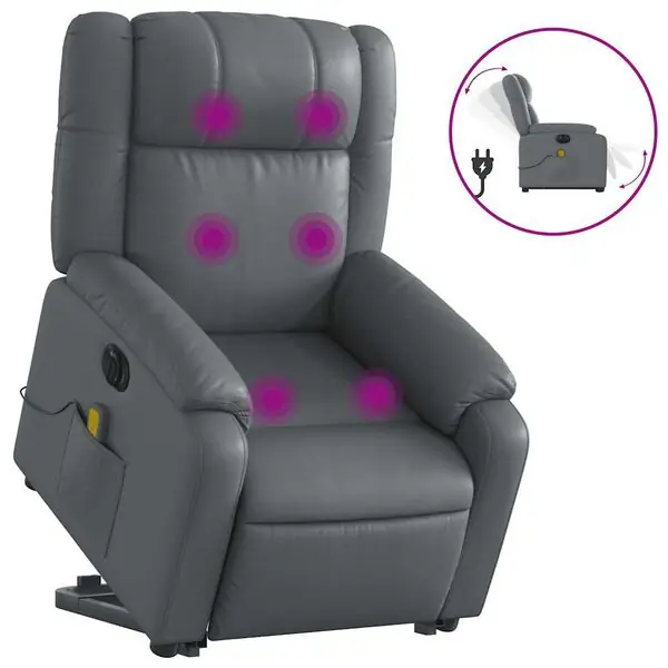 Bästa pris vidaXL Massagefåtölj med uppresningshjälp grå konstläder