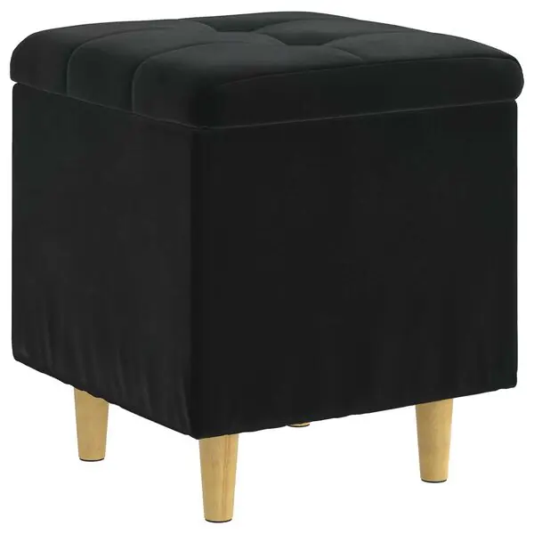 vidaXL Förvaringspall med kudde Svart 40 x 40 x 45 cm Sammet Endast denna vecka