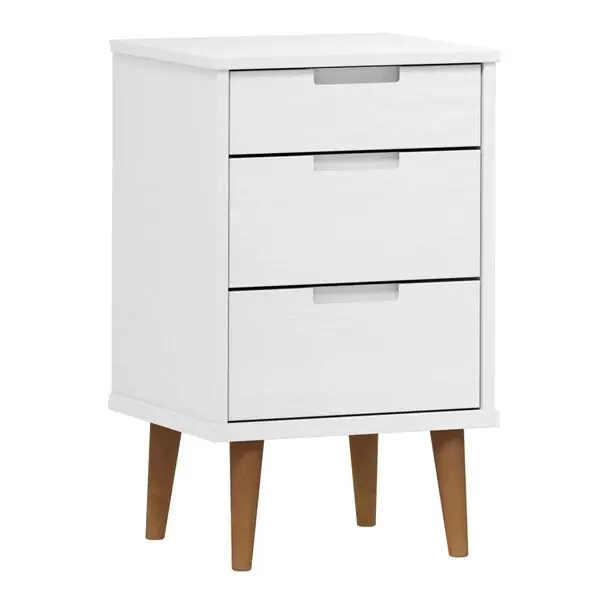 vidaXL Sängbord MOLDE vit 40x35x65 cm massiv furu Begränsad tid