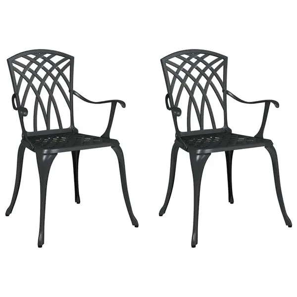 vidaXL Trädgård Stol 2 pcs Svart 53 x 51 x 88,5cm Aluminium Rea