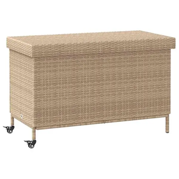Beställ nu vidaXL Trädgårdslåda med hjul blandad beige 110x55x73 cm konstrotting