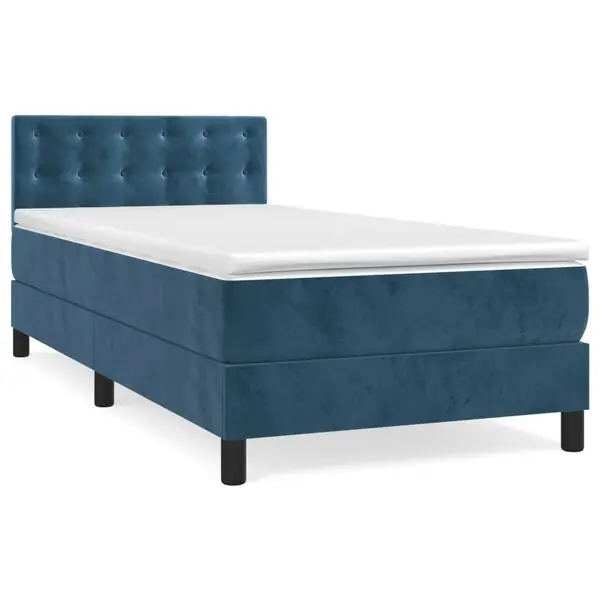 Begränsad tid vidaXL Ramsäng med madrass mörkblå 90x200 cm sammet
