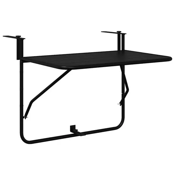 vidaXL Hängande Balkongbord Svart 60 x 39 x 65 cm Stål Expressleverans