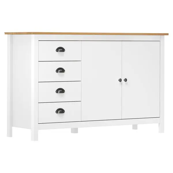 vidaXL Skänk Hill vit 130x40x80 cm massiv furu I lager