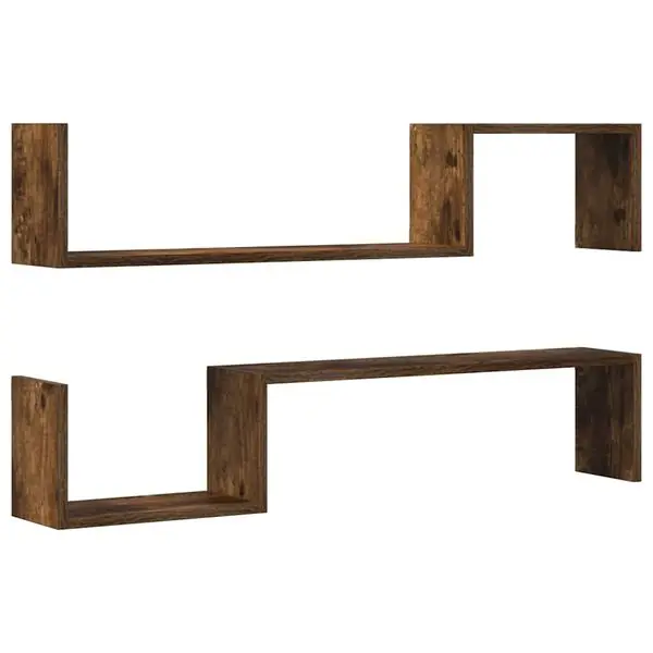 vidaXL Vägghyllor 2 st rökfärgad ek 100x15x20 cm konstruerat trä Rabatt