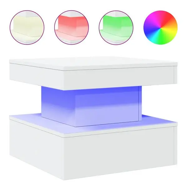 Endast idag vidaXL Soffbord med LED vit 50x50x40 cm