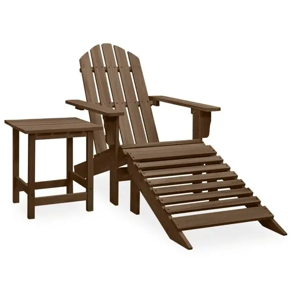 Populär vidaXL Adirondackstol med fotpall och bord massivt granträ brun