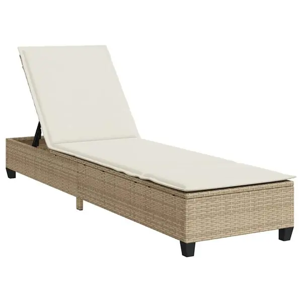 Begränsad tid vidaXL Solstol med dynor beige 55x200x25,5cm konstrotting