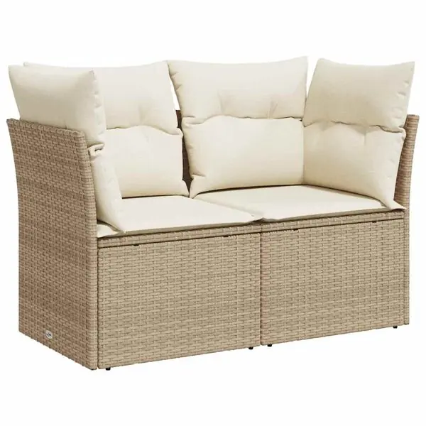 Begränsat erbjudande vidaXL Trädgårdssoffa 2-sits med dynor konstrotting beige