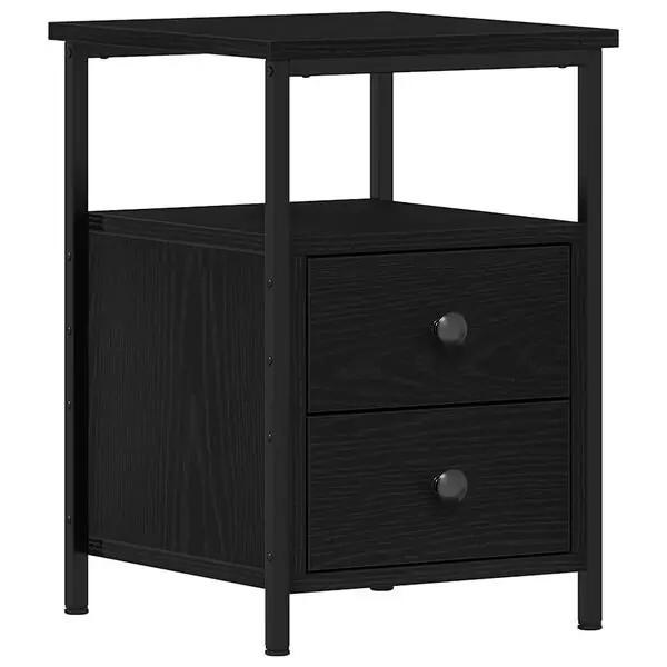 vidaXL Sängbord svart ek 34x35,5x50 cm konstruerat trä Populärt val