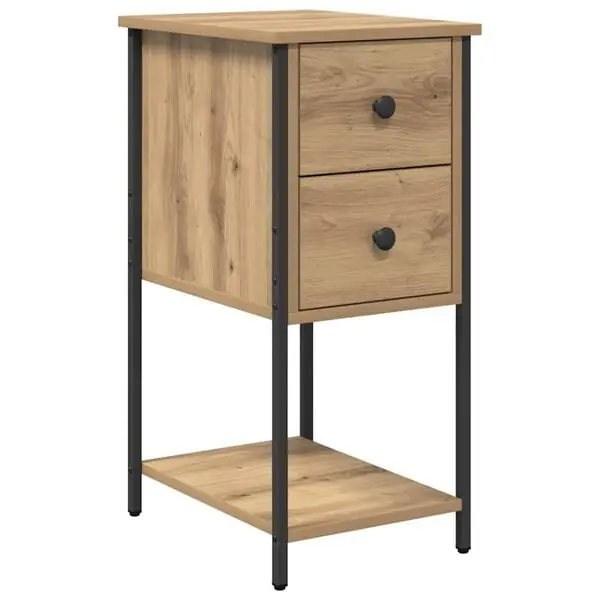 Säker betalning vidaXL Nattduksbord artisan ek 32 x 42 x 70 cm Konstruerat trä