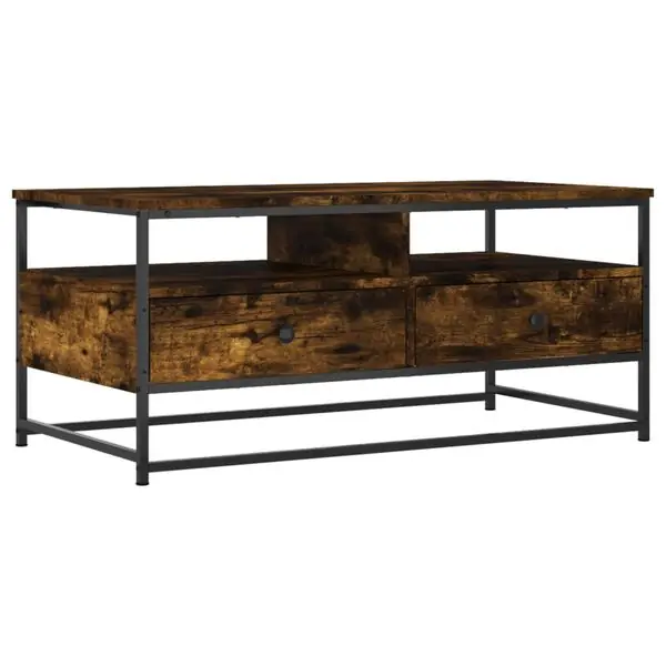 Begränsat antal vidaXL Soffbord rökfärgad ek 100x51x45 cm konstruerat trä