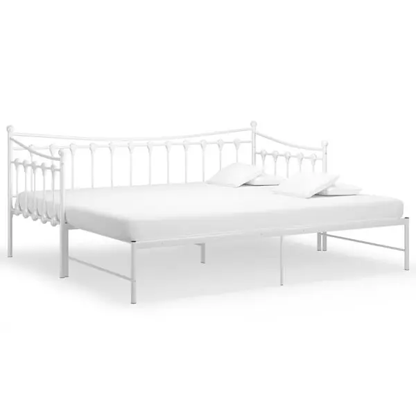 vidaXL Utdragbar sängram bäddsoffa vit metall 90x200 cm Sänkt pris