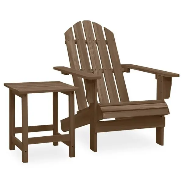 Billigare vidaXL Adirondackstol med bord massivt granträ brun