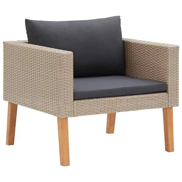 vidaXL Trädgårdsfåtölj med dynor konstrotting beige Handla nu
