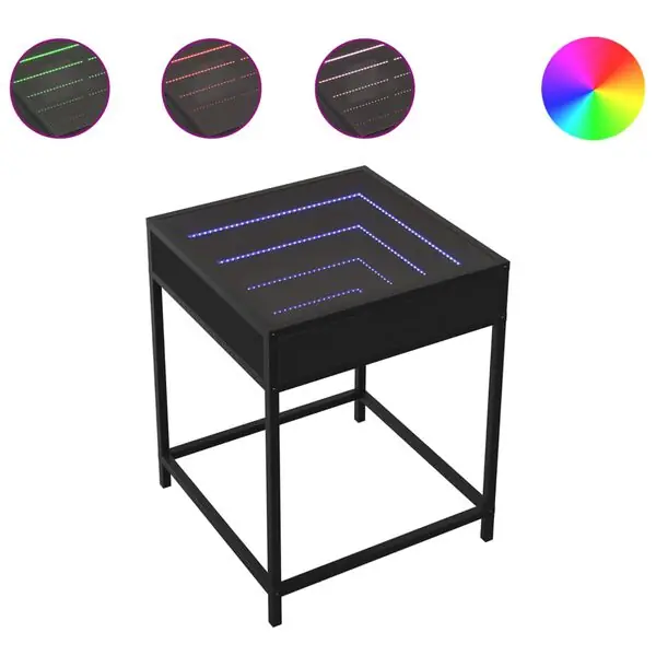 Snabb leverans vidaXL Soffbord med Infinity LEDs svart 40x40x51 cm