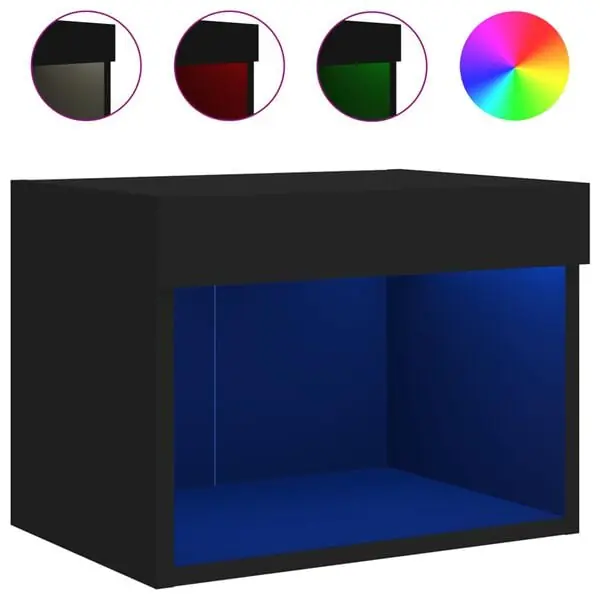 Rabatter vidaXL Väggmonterade sängbord med LED-lampor 2 st svart