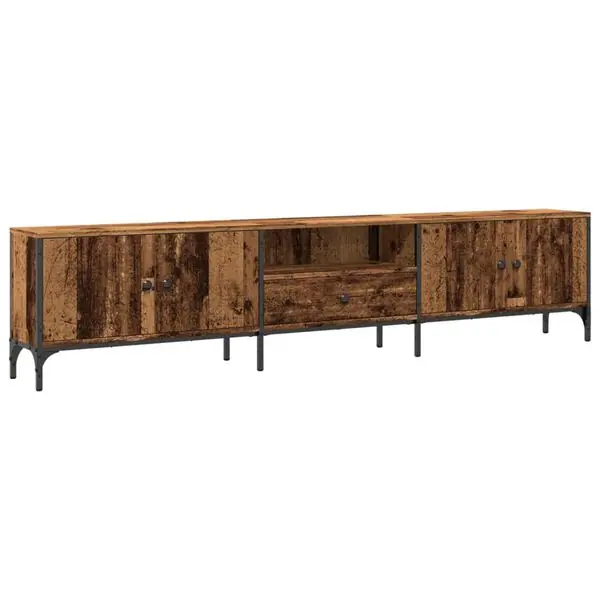 Säker betalning vidaXL Tv-bänk med låda åldrat trä 200x25x44 cm konstruerat trä