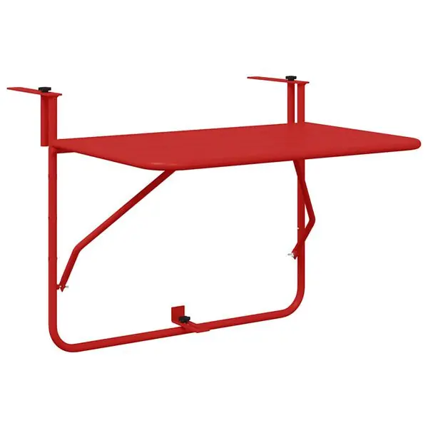 vidaXL Hängande Balkongbord Röd 60 x 39 x 65 cm Stål Fynd