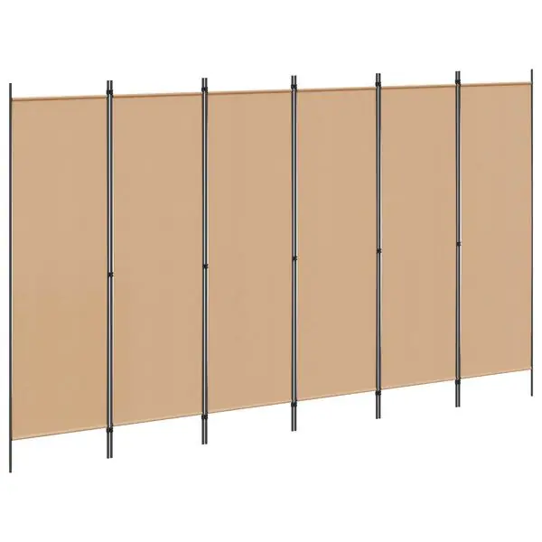 vidaXL 6-panelers rumsavdelare Beige 300 x 180 cm Tyg Säker betalning