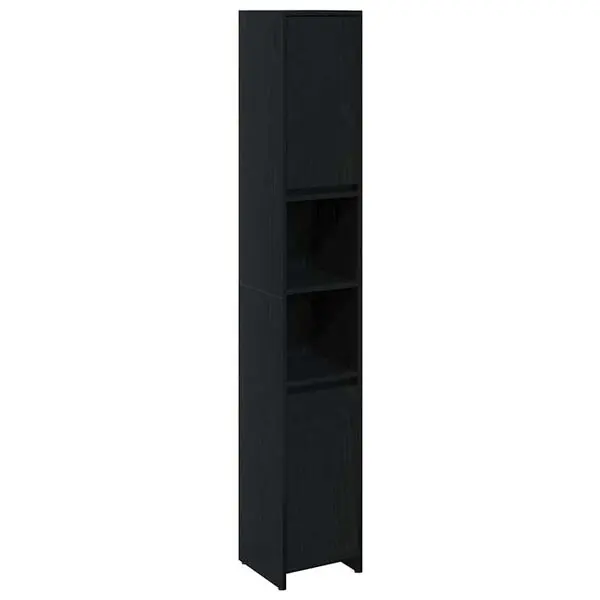 Outlet vidaXL Badrumsskåp Svart Ek 30 x 30 x 183,5 cm Konstruerat trä