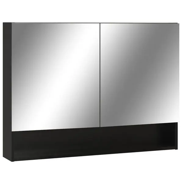 vidaXL LED-Spegelskåp för badrum svart 80x15x60 cm MDF Sänkt pris