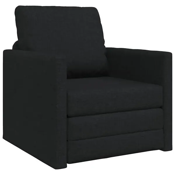 vidaXL Golvbäddsoffa 2-i-1 svart 112x174x55 cm tyg Billig