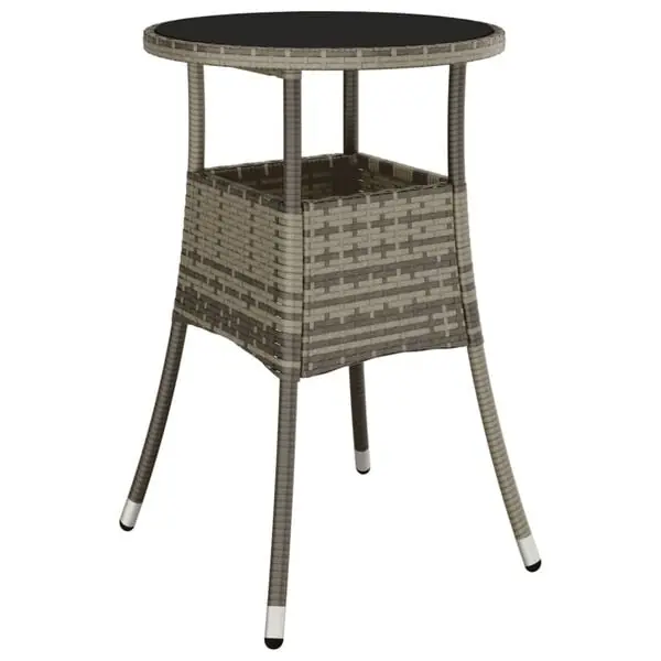 vidaXL Trädgårdsbord Ø60x75 cm härdat glas och konstrotting grå Billigare