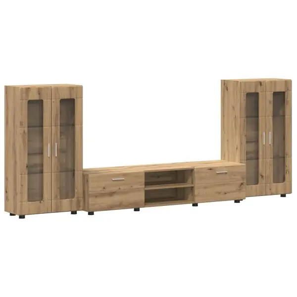 vidaXL TV-bänkset med låda FLORIN 3 pcs Artisan Ek Konstruerat trä Trygg betalning