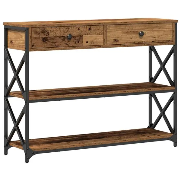 Rea vidaXL Konsol Bord med låda med hylla Gammalt trä 100 x 28 x 75 cm