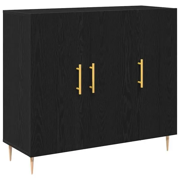vidaXL Sideboard Svart Ek 90 x 34 x 80 cm Konstruerat trä Snabb frakt